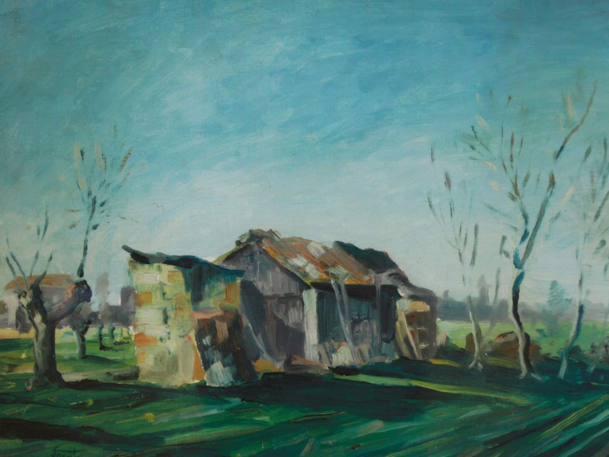 CASCINALE IN BRIANZA 1955, olio su tela, cm. 35×45
