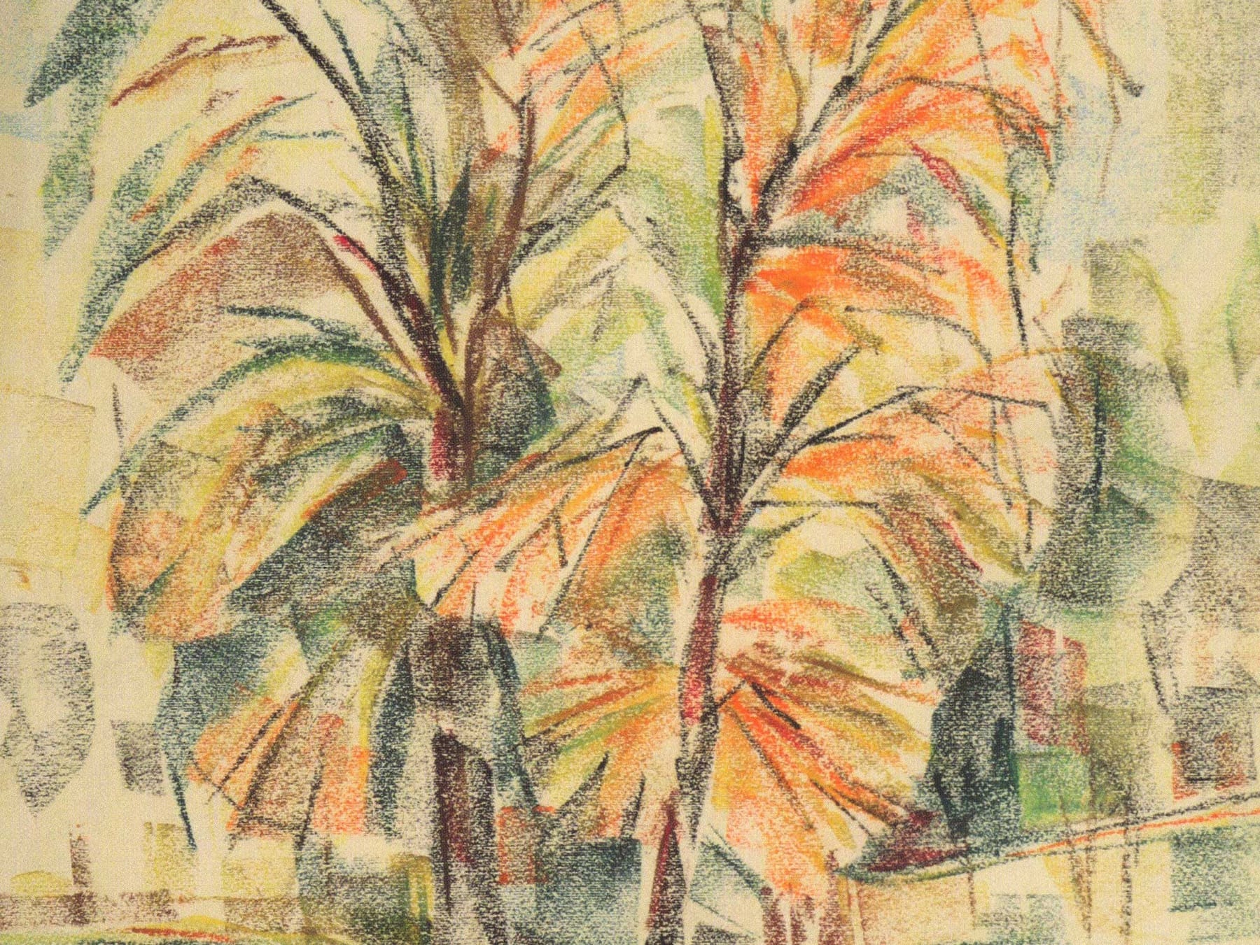 DUE ALBERI 1960, gesso su carta, cm. 64×48