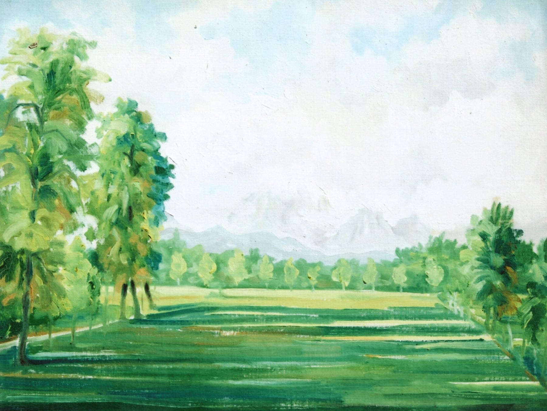 IL RESEGONE VISTO DAL PARCO DI MONZA 1953, olio su tela, cm. 35×45